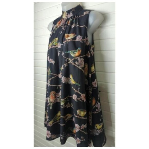 Ted Baker - Black w/ Bird & Floral Print Detail Dress Sz 0 - Picture 2 of 10